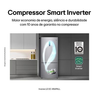 Geladeira LG Frost Free Inverse Conectividade Inteligente Inox Look - 451L Inox / 110