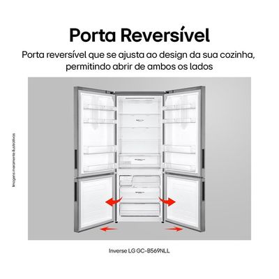 Geladeira LG Frost Free Inverse Conectividade Inteligente Inox Look - 451L Inox / 110