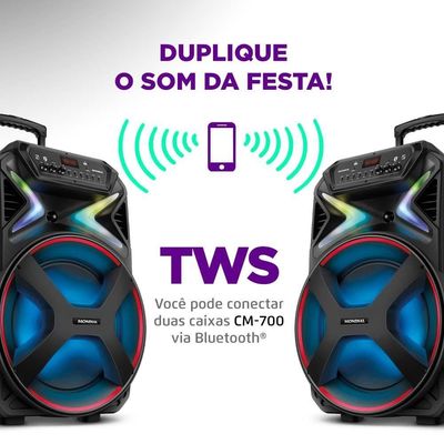 Caixa Amplificada Mondial CM-700 com Bluetooth, USB e Rádio FM - 700W