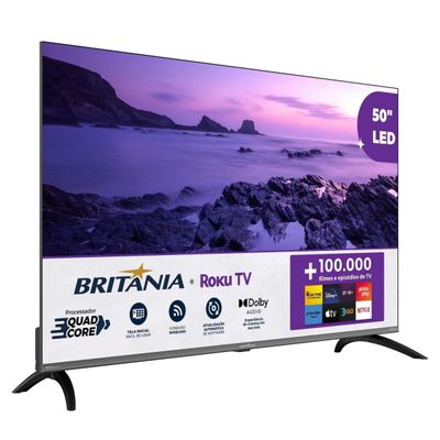 Smart TV 50 4K UHD Britânia B50CRA Roku TV HDR10 Dolby Audio Space Gray