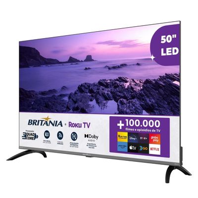 Smart TV 50 4K UHD Britânia B50CRA Roku TV HDR10 Dolby Audio Space Gray