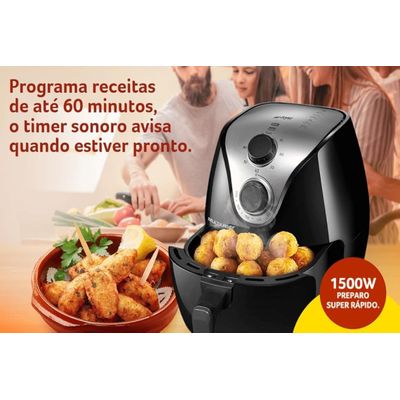 Fritadeira AirFryer Multilaser familia 4litros original CE022 220v Preto