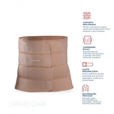 Faixa Abdominal 4 Painéis Ortho Care Dellamed P / Bege