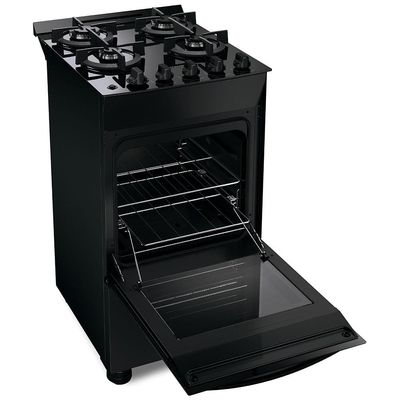 Fogão Brastemp 4 Bocas BFO4VAE com Mesa de Vidro, Grades Duplas de Ferro Fundido e Acendimento Automático Bivolt – Preto
