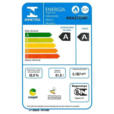 Fogão Brastemp 4 Bocas BFO4VAE com Mesa de Vidro, Grades Duplas de Ferro Fundido e Acendimento Automático Bivolt – Preto