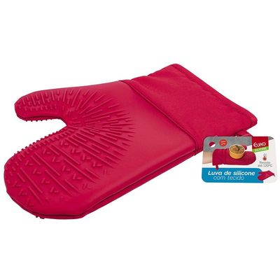 Luva de Silicone Euro com Tecido Vermelha - 26,5cm