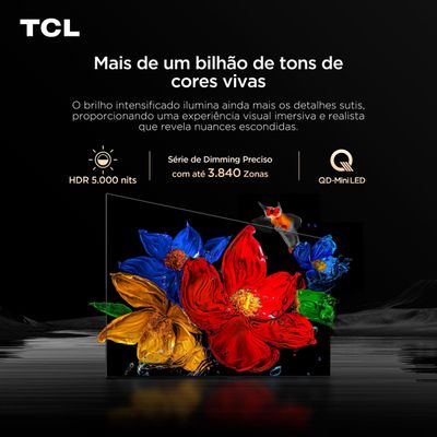 Smart TV 85” 4K TCL 85C8K QD-Mini LED 144Hz Google TV Zero Border