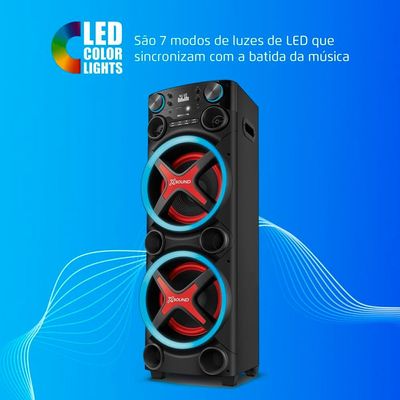 Torre de Som Amplificada Mondial TM-2200 com Bluetooth, Função Passa Pasta e Integração com Guitarra e Microfone Bivolt - 2200W