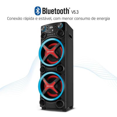 Torre de Som Amplificada Mondial TM-2200 com Bluetooth, Função Passa Pasta e Integração com Guitarra e Microfone Bivolt - 2200W