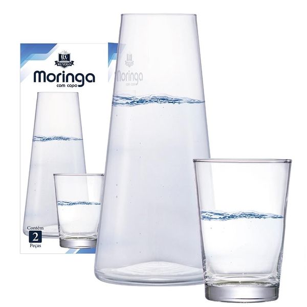 Conjunto de Moringa e Copo Ruvolo em Vidro - 2 Peças