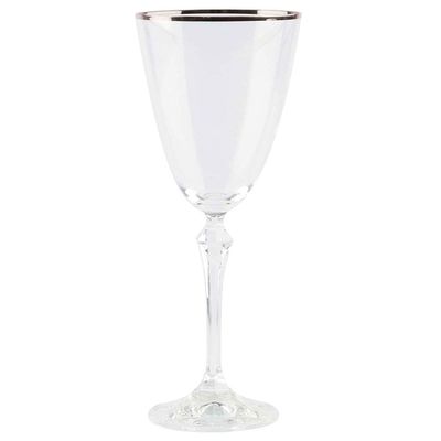 Conjunto de Taças para Água Bohemia Silver Rim 350ml - 6 Peças
