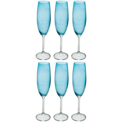 Conjunto de Taças para Champanhe Bohemia 57932 220ml Azul Turquesa - 6 Peças