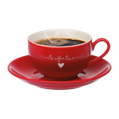 Jogo de Xícaras para Chá Hauskraft L`amour em Porcelana 160 ml Vermelha - 6 Peças
