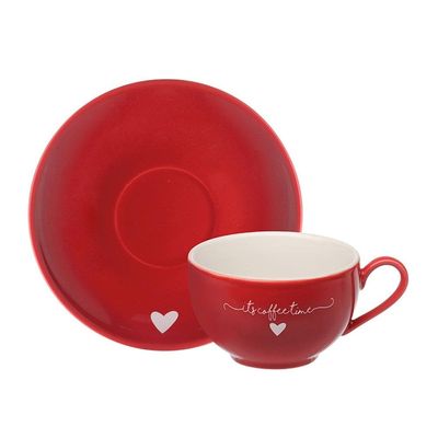 Jogo de Xícaras para Chá Hauskraft L`amour em Porcelana 160 ml Vermelha - 6 Peças
