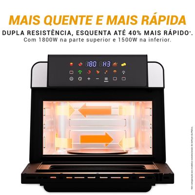 Air Fryer Oven Philco 15L Dupla Resistência 1800W PAF15B 220V