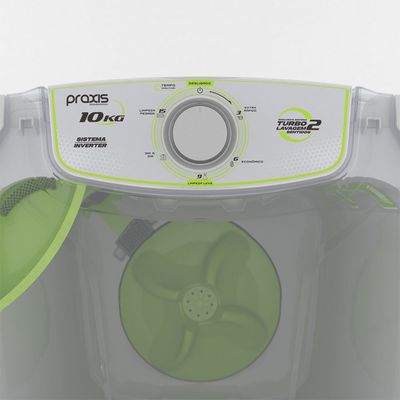 Lavadora de Roupa semiautomática Tanquinho sem Dreno Inverter 10kg Práxis Branco / 110v