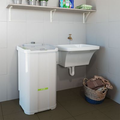 Lavadora de Roupa semiautomática Tanquinho sem Dreno Inverter 10kg Práxis Branco / 110v