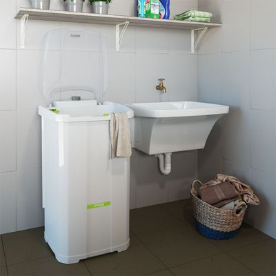 Lavadora de Roupa semiautomática Tanquinho sem Dreno Inverter 10kg Práxis Branco / 110v