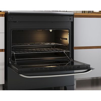 Fogão Itachef 5bocas Com Mesa de Inox e Tripla Chama Itatiaia Preto / Bivolt
