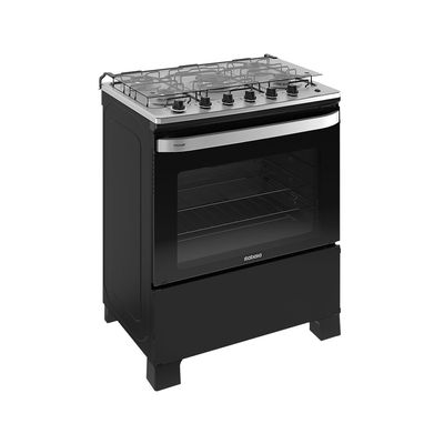 Fogão Itachef 5bocas Com Mesa de Inox e Tripla Chama Itatiaia Preto / Bivolt
