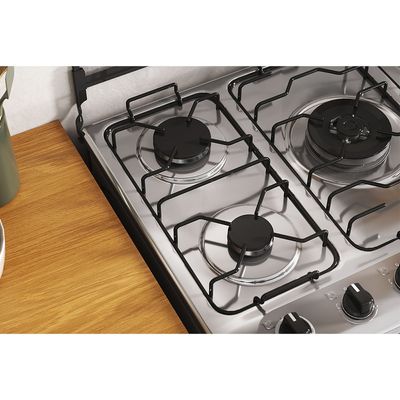 Fogão Itachef 5bocas Com Mesa de Inox e Tripla Chama Itatiaia Preto / Bivolt