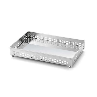 Bandeja Retangular St. James Mirror Cross Pequena 30x20cm: Banho de Prata