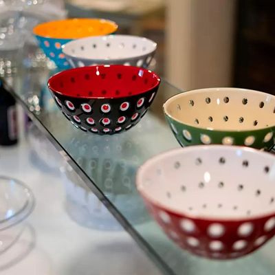 Saladeira bowl em acrílico Guzzini Le Murrine 20cm vermelho com branco