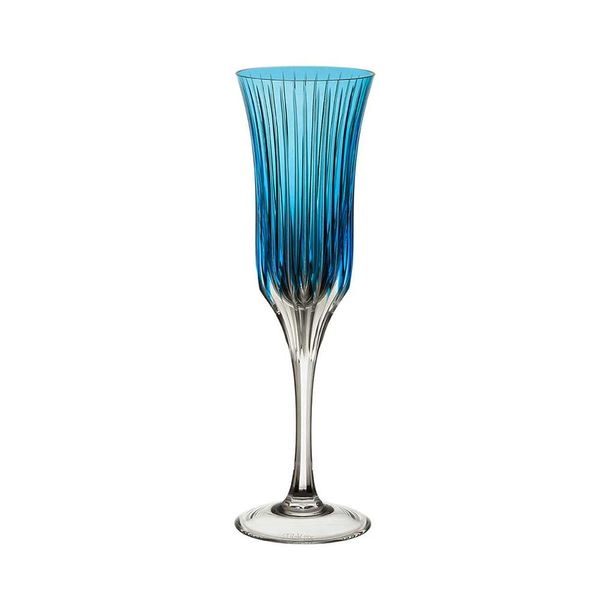 Taça de champagne em cristal Strauss Overlay 190ml azul claro
