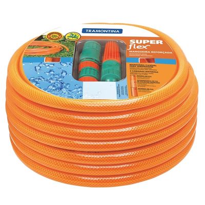Mangueira Tramontina Super Flex de 1/2" com Engates Rápidos e Esguicho - 10m - Laranja