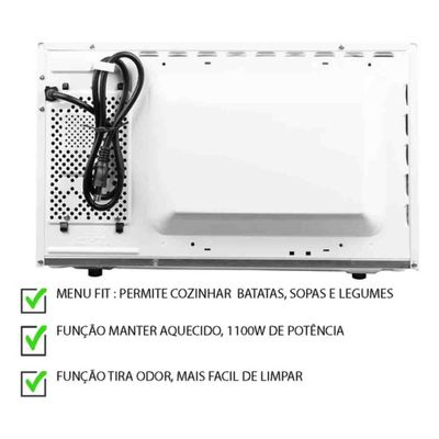 Micro-ondas Philco Multifunções Limpa Fácil 20 litros 1100 Pmo23bb - 220v