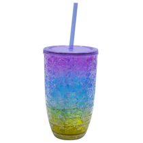 Copo Com Canudo Gel Colorido Congelante 500ml