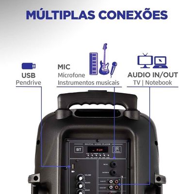 Caixa Amplificada Mondial CM-550 com Bluetooth, USB Rádio FM e Função TWS - 550W
