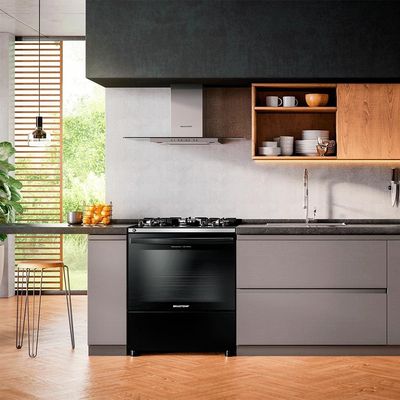 Fogão Brastemp 5 Bocas BFS5VCE com Mesa De Vidro e Turbo Chama Bivolt - Preto