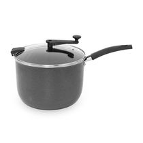 Pipoqueira Multiflon 22cm 5,6L Antiaderente com Tampa de Vidro Cinza