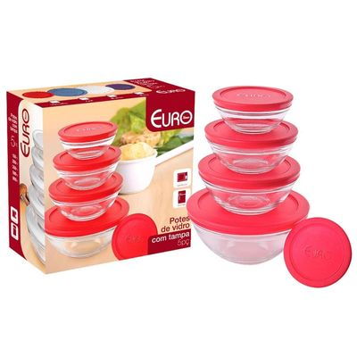 Conjunto de Potes Redondos Euro Home VDR7090-VM em Vidro  5 Peças