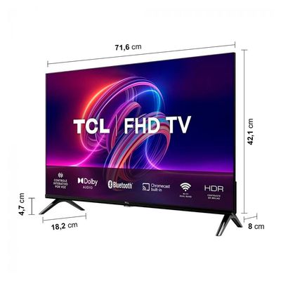 Smart TV LED 32" FHD TCL S5400AF com Android TV, Wi-Fi, Bluetooth, Controle Remoto com Comando de Voz, Google Assistente e Chromecast integrado