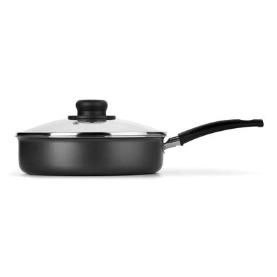 Frigideira Alta Multiflon Gourmet com Antiaderente Ultra 7 Preta com Tampa - 24 cm