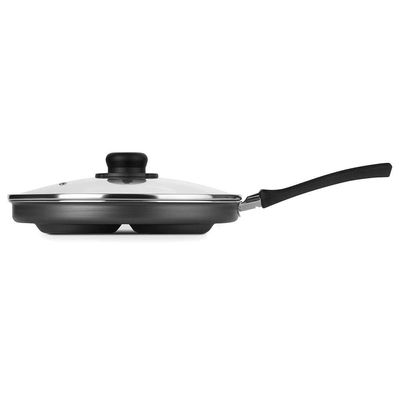 Frigideira para Ovos Multiflon Gourmet com Revestimento Antiaderente Ultra 7 Preta e Tampa - 26 cm