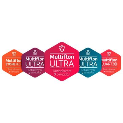Conjunto de Panelas 7 Peças Multiflon Gourmet com Revestimento Antiaderente Ultra7 e Panela de Pressão - Preto