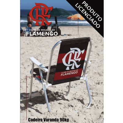 Cadeira De Praia Varanda Alta Fixa Flamengo Verm 90kg