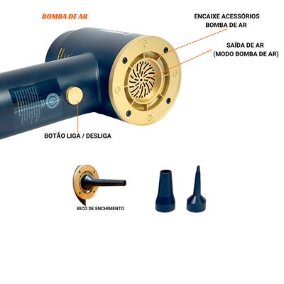 Aspirador 3 em 1 Portátil BOM-8919 – Aspira, Sopra e Infla com Potência e Praticidade Aparelho Multifuncional 127V