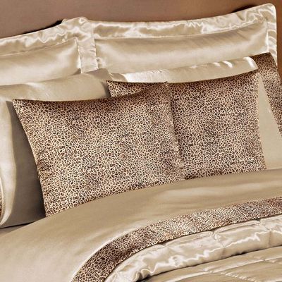 Kit Cobre Leito África King Cetim Animal Print Charmousse 7 Peças - Prata