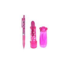 KIT ESCOLAR BORRACHA BATOM + LAPISEIRA 0,7MM - BARBIE - TRIS