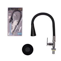 Torneira de Cozinha para Bancada Silicone Preta com Ducha