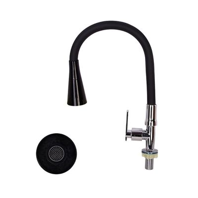 Torneira de Cozinha para Bancada Silicone Preta com Ducha