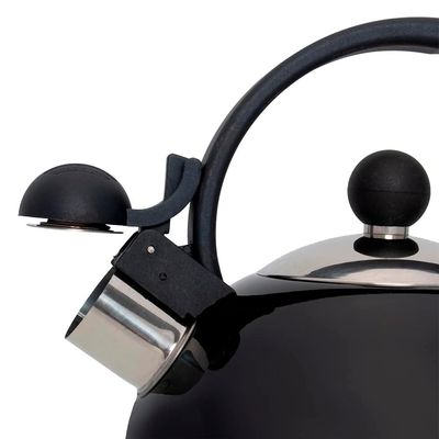Chaleira Inox Preta Com Apito 2 Litros Mimo Style Bule De Chá Para Ferver Água Jarra Portátil Com Alça