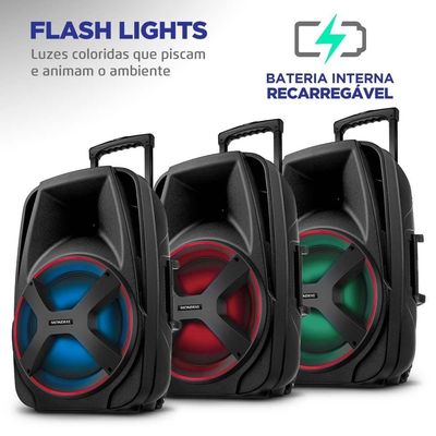 Caixa Amplificada Mondial CM-550 com Bluetooth, USB Rádio FM e Função TWS - 550W
