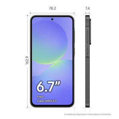 Smartphone Samsung Galaxy A36 5G Preto 128GB, 6GB RAM, Câmera Tripla até 50MP, Tela Super AMOLED 6.7", IP67, NFC, Recursos AI e Snapdragon 6 Gen 3