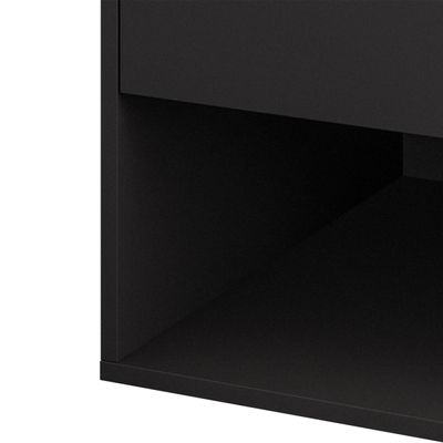 Mesa de Cabeceira Suspensa Preta Quarto MDP - Gaveta
