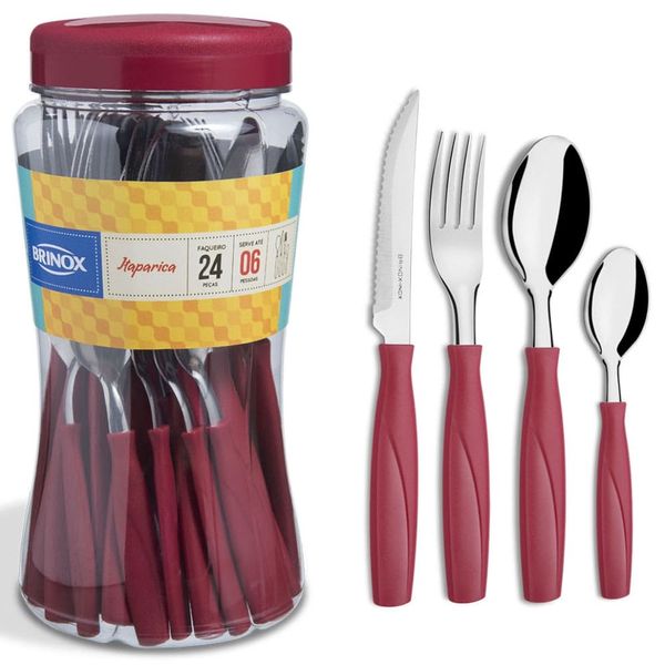 Faqueiro Brinox Itaparica Vermelho - 24 peças Vermelho